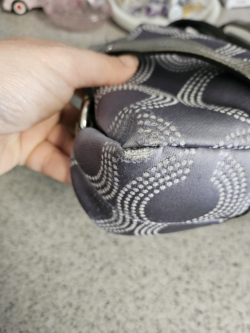 Coach Grey Signature Satchel with Silver Accents - Picture 9 of 13